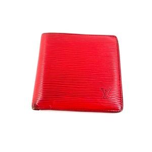 Louis Vuitton Red Leather Epi Bifold Wallet
